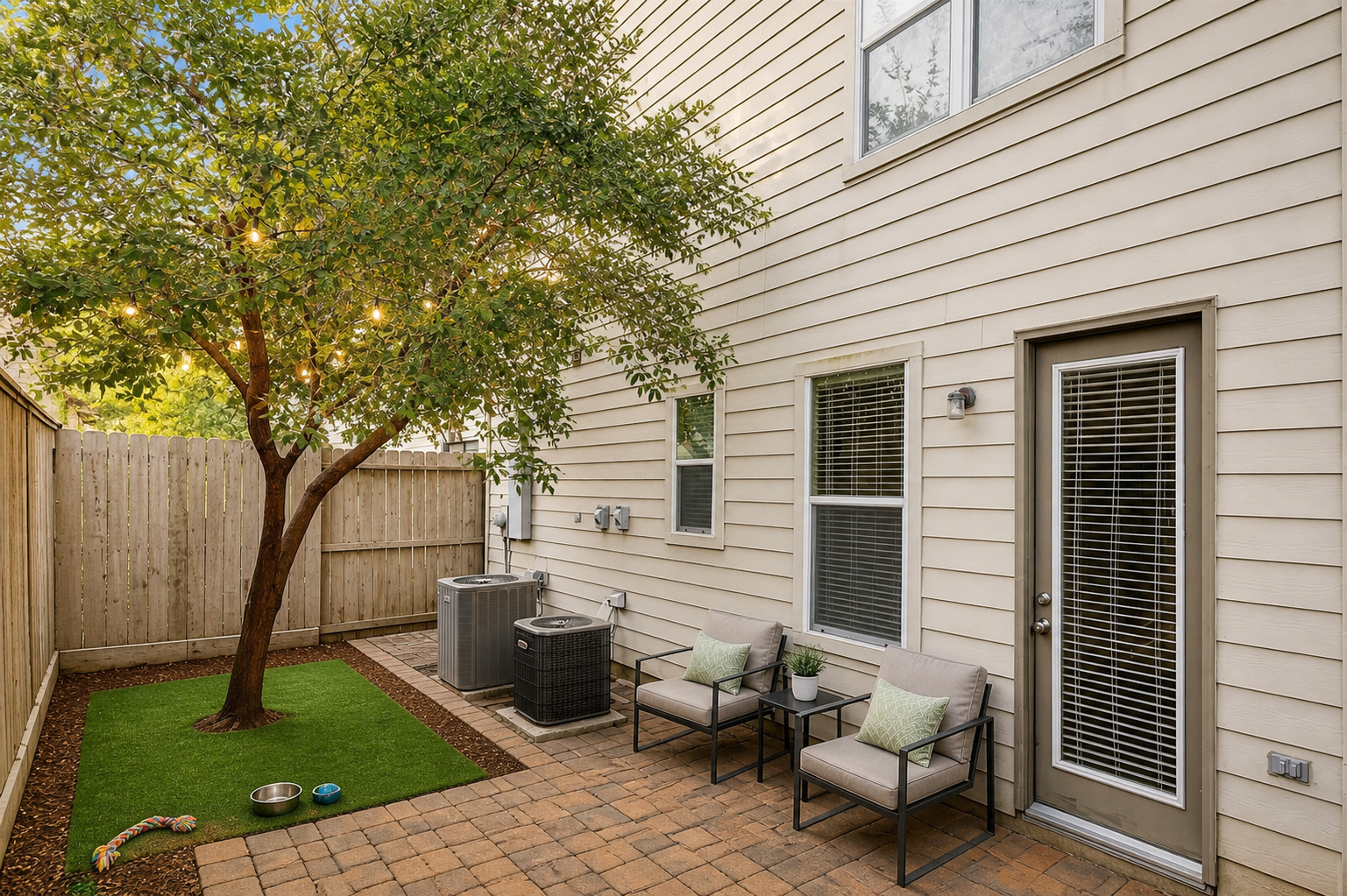 Outdoor space after — functional extension of the home, clearly positioned as a daily lifestyle asset